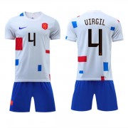 Equipaciones De Futbol Para Niños Países Bajos Copa Mundial 2022 Virgil Van Dijk 4 Camiseta Segunda..